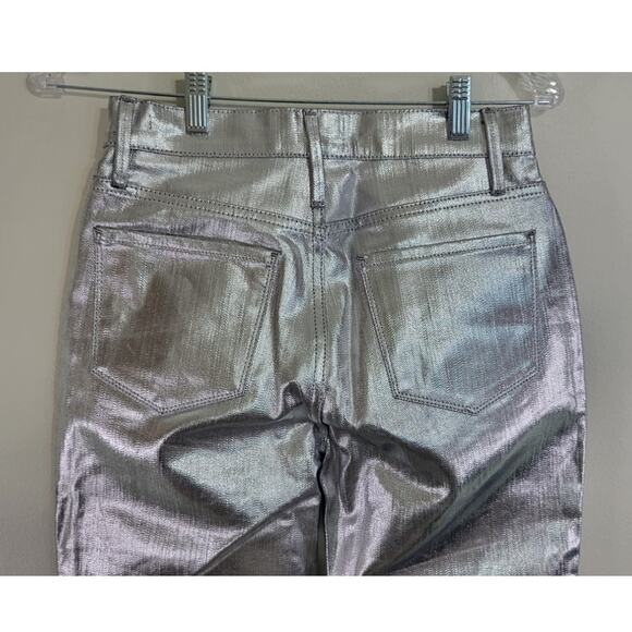 Frame Jeans Womens Size 25 Metallic Le Sylvie Silver Rock Festival Punk Fun NWT - Picture 4 of 9